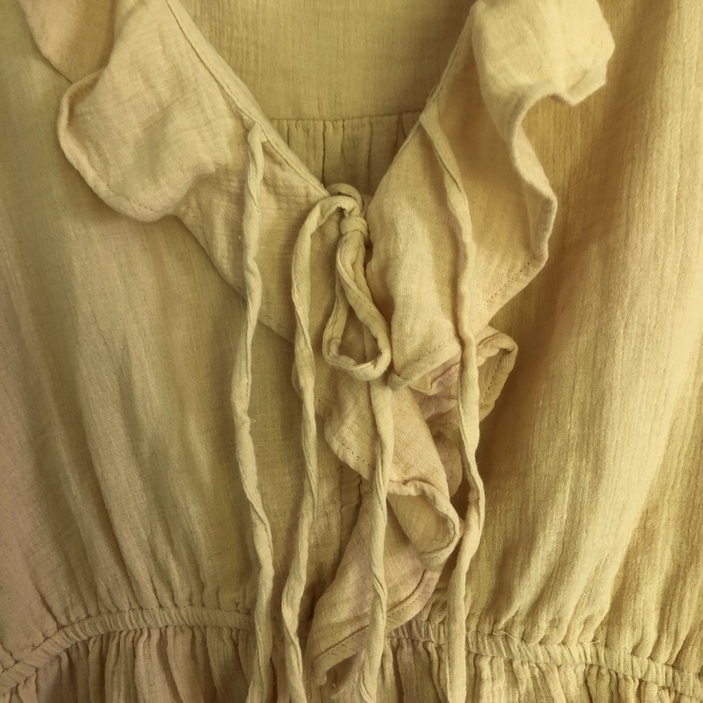 American Rag Tan Gold Ruffled Bell Sleeve Blouse - Picture 2 of 6